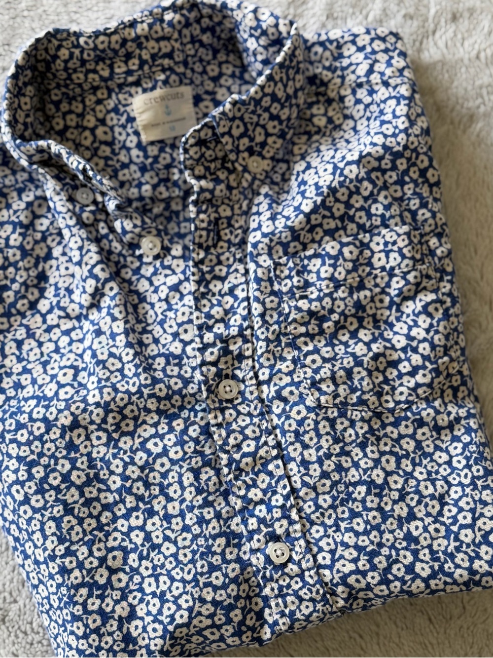 J. Crew Blue Floral Button-Down Shirt, Boys 10